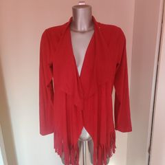 Kate+Pippa red suede imitation fringe light jacket blazer size UK12/14 EU40/42 Postage included