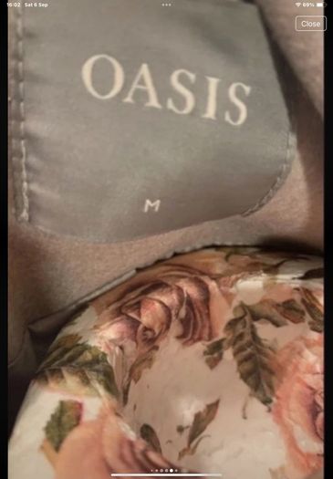 coat oasis size medium tie belted oatmeal beige coat