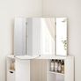_Dressing table, corner dressing table, dressing table, cosmetic table, 3-part folding mirror, 2 drawers, 3 open compartments, 110 x 54 x 140 cm, modern, white Image 4
