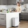 30L Waste Bin Steel Pedal Bin with Inner Bucket and Lid Soft Close Airtight Kitchen Living Room, 30l, White Image 3