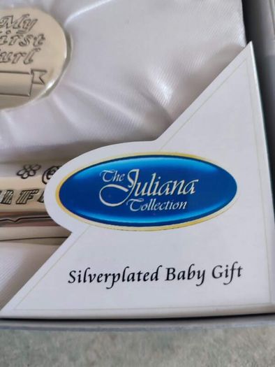 Boxed As New Juliana Silver Plated Birth Certificate Set  Bc Holder, 1st Tooth, 1st Curl