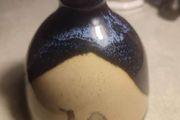 MUCROS Pottery Bud Vase with Bird/Rooster Blue Drip Glazed Ireland Stamped