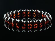 main image for ad Luxury Dark Cherry Baltic Amber Unisex 8mm Beaded Stretch Bracelet for Men Women Amber Beads