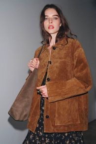zara real suede jacket blazer