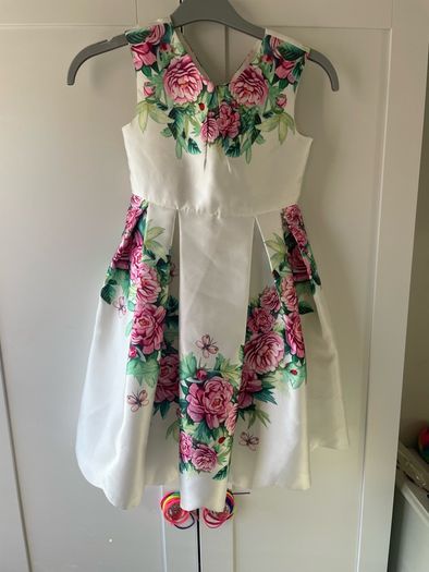 Monsoon satin white ladybird and butterfly dress age 6
