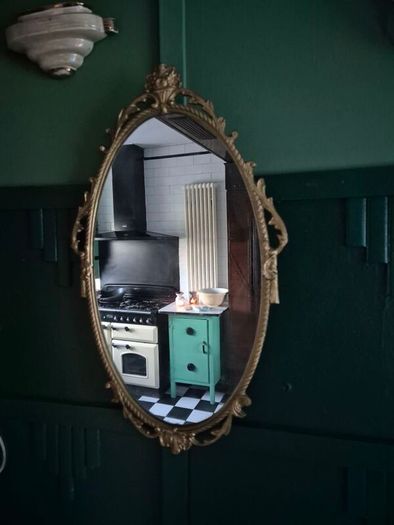 Mirror Vintage painted Gold metal framed oval Mirror