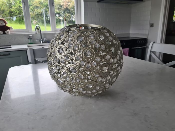 Metal and crystal lampshade