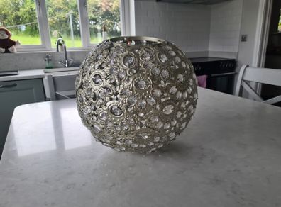 Metal and crystal lampshade