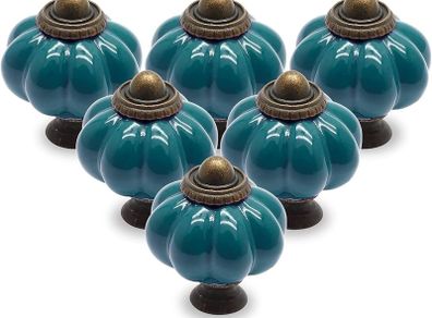 SALE | 12 Pack Ceramic Door Knobs Teal Drawer Knobs, Pumpkin Ceramic Knobs Vintage Cupboard Knobs with Mounting Screws, Antique Wardrobe Pull Handles Kitchen Cabinet Knobs for Dresser