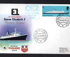 1969 Great Britain Cover Celebrating Preview Cruise of the The New Cunard Queen Elizabeth 2 with Las Palmas paquebot cancel tying stamp
