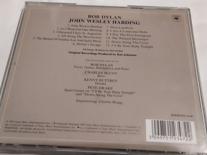 As New Bob Dylan - John Wesley Harding Cd