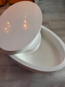 Oval Swivel-Top Coffee Table - gloss white