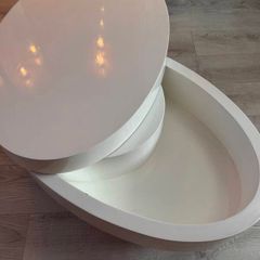 Oval Swivel-Top Coffee Table - gloss white