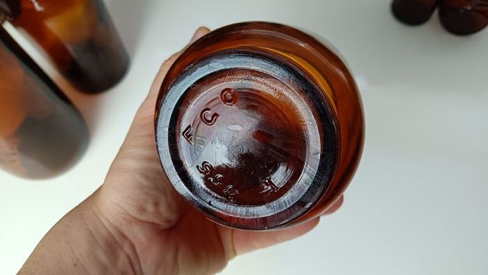 436 - Set of 5 Vintage Amber Glass Collectible Decorative Bottles