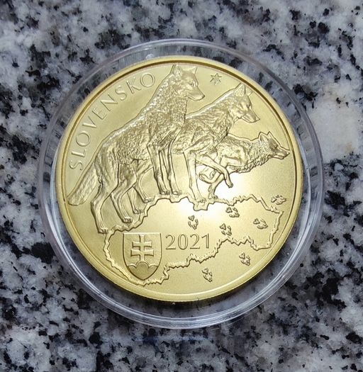 Slovakia 5 Euro Shiny Coin 2021 - Wolf - Fauna and flora in Slovakia