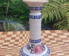 Beautiful Nicholas Mosse Tall Candlestick in the Popular but Discontinued Kilfane Rose Pattern, Circa 1996-2004, Number One of Two Available