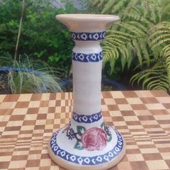 Beautiful Nicholas Mosse Tall Candlestick in the Popular but Discontinued Kilfane Rose Pattern, Circa 1996-2004, Number One of Two Available