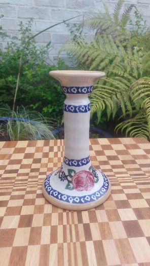 Beautiful Nicholas Mosse Tall Candlestick in the Popular but Discontinued Kilfane Rose Pattern, Circa 1996-2004, Number One of Two Available
