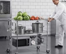 Kitchen Utility Cart 3 Tier Heavy Duty Adjustable Wire Storage Rack