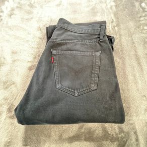 Levis 501 Jeans Mens W33 L31.5 Straight Leg Button Fly Black Wash - Faded