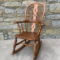 Victorian Elm Windsor Rocking Chair.