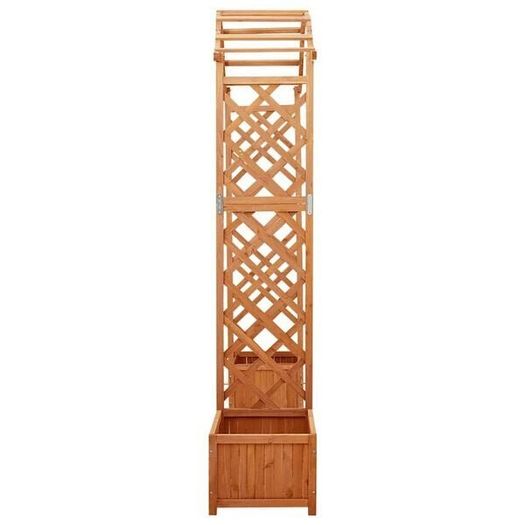 Solid Fir Wood Garden Pergola with Planter, Outdoor Wooden Climbing Plant Support for Patio, Garden & Backyard
