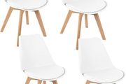 Set of 4 Dining Room Chairs Padded Chairs with Beech Wood Legs