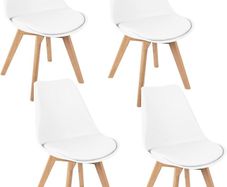 Set of 4 Dining Room Chairs Padded Chairs with Beech Wood Legs