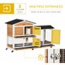 Rabbit Hutch Outdoor with Run Guinea Pig Hutch, 2-Tier Bunny Cage with Wheels, No-Leak Plastic Tray, 157.4 x 53 x 99.5 cm, Yellow Image 4