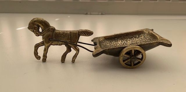 Mid Century Brass Horse & Cart Ornament