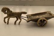 Mid Century Brass Horse &amp; Cart Ornament