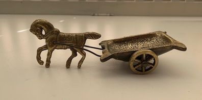 Mid Century Brass Horse & Cart Ornament