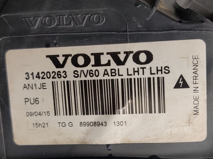 Volvo S60 V60 Headlight Left 31420263
