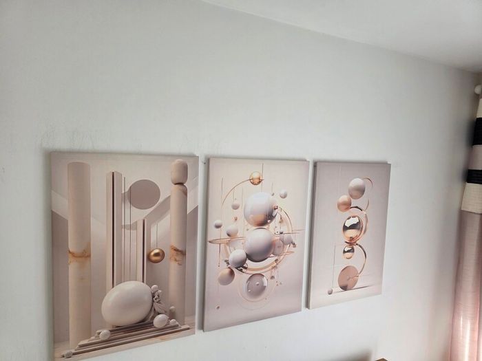3 framed printed canvas 45x65cm