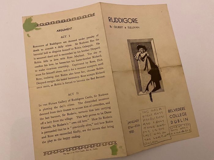 Belvedere College 1935 programme