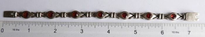 Vintage Natural Garnet and Sterling Silver 925 Bracelet, hallmarked Bracelet. length 7,5" - 26,1g