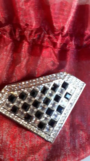 New brooch in gift pouch and paper gift bag