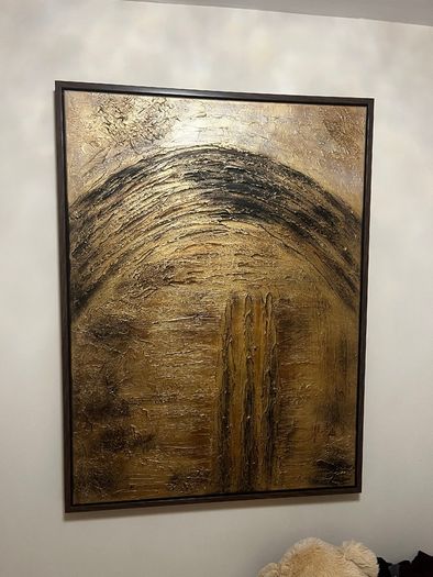 Luxury Metallic Gold Abstract Painting - Framed Canvas - Dual Orientation - 120 x 90 cm