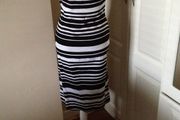 Beautiful Black/White Striped Fitted Dress (Size 10)