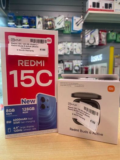 Redmi 15C Green + Redmi Buds 6 Active Black