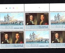 1991 Ireland 300th Anniversary of Williamite Wars Commemorative Stamps Plate Block 1B1B1B1B of six Mint Never Hinged (MNH)