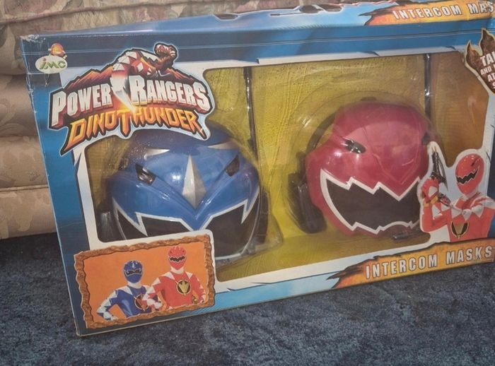 Power Rangers Dino Thunder Red & Blue Communication Masks / Walkie Talkie, RARE