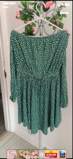 dress green polka dot size 12 off shoulder dress