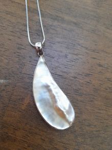 Sterling Silver Pearl Onyx Pendant and Chain