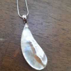 Sterling Silver Pearl Onyx Pendant and Chain