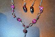 Necklace and purple stone earrings set