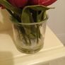Faux pink  tulip posy in glass vase Image 3