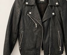 Zara Trafaluc Genuine Leather Biker Jacket Black XS