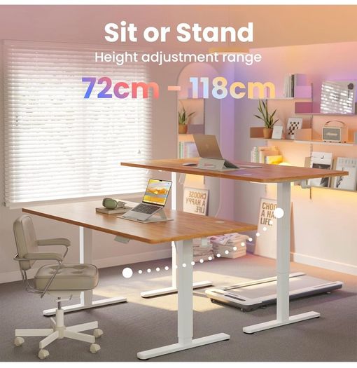 Standing Desk with USB Charging Port, 140 x 80 cm, 4 Preset Height Settings