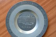 Mullingar pewter ash tray with post logo around the edge and GPO in centre.